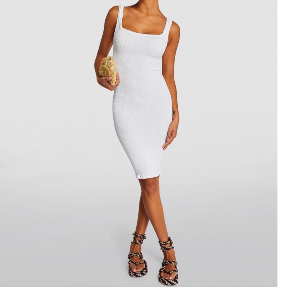 Moda Operandi Hunza G white crinkle stretch body on dress, OS